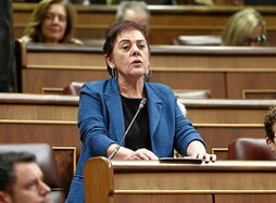 Mertxe Aizpurua interviene en la sesión de control de ayer.