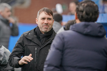 Eduardo Coudet, en un partido en Mendizorrotza, adonde llegó en diciembre de 2024.