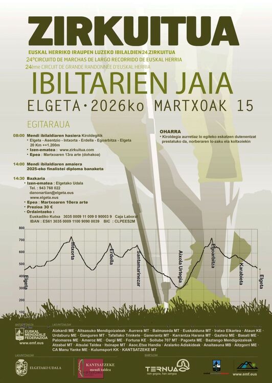 Martxoaren 15ean ospatuko da Ibiltarien Jaia Elgetan.