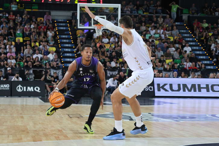 Pantzar, que ha liderado al Bilbao Basket en Burgos, en el duelo de la primera vuelta ante San Pablo.