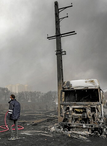 Un punto cercano a la refinería de petróleo de Shahran.