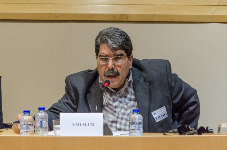 El líder kurdo Salih Muslim, en el Parlamento Europeo, en 2014.