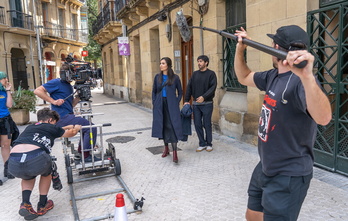 Rodaje en Donostia de la película ‘La quietud en la tormenta’.