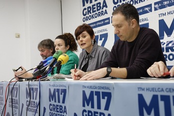 Comparecencia de los sindicatos convocantes de la huelga general del próximo 17 de marzo.