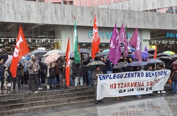 Un momento de la concentración de trabajadores de Centros Especiales de Empleo.