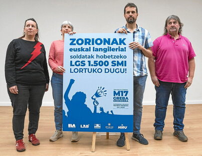 Comparecencia de los sindicatos convocantes del 17M en Bilbo.