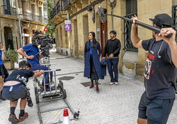 Rodaje en Donostia de la película «La quietud en la tormenta».