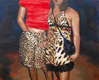 «Animal print» es una de las obras de la joven pintora donostiarra  Ane-Mai Höök, incluida en la exposición «Ya es otro ahora», que se puede visitar en la galería bilbaina Juan Manuel Lumbreras.