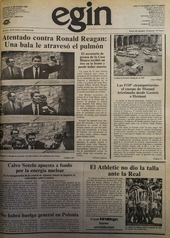 ‘Egin’ egunkariko egun hartako azala.