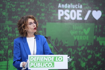 María Jesús Montero, candidata del PSOE, en su comparecencia tras el anuncio de adelanto de Moreno Bonilla.