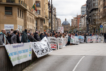 El profesorado de la FP pública de Nafarroa se movilizó por las calles de Iruñea a finales de febrero pasado.