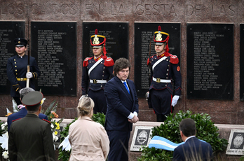 Milei, en el acto de conmemoración por el 44º aniversario de la guerra de las Malvinas.