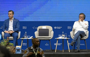 Daniel Noboa y Gustavo Petro duarante la COP16 celebrada en Cali (Colombia) en 2024.
