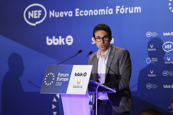 Pello Otxandiano, durante su intervención en el Fórum Europa-Tribuna Euskadi.