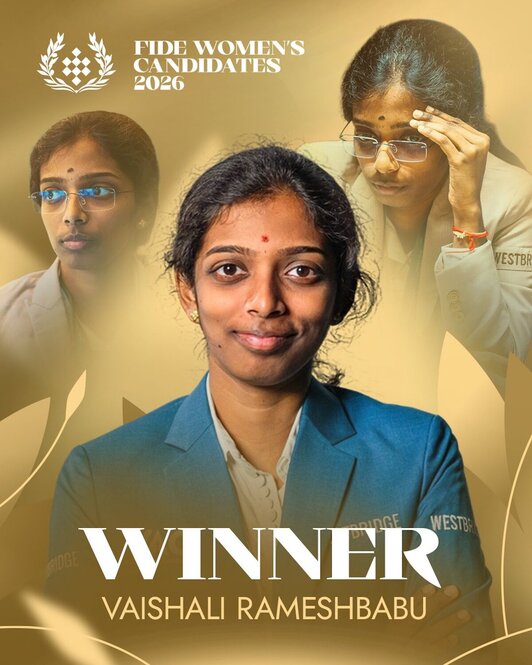 La india Vaishali Rameshbabu, inesperada ganadora del Torneo de Candidatas.