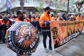 Protesta anterior contra el ERE en Tubos Reunidos en Bilbo.