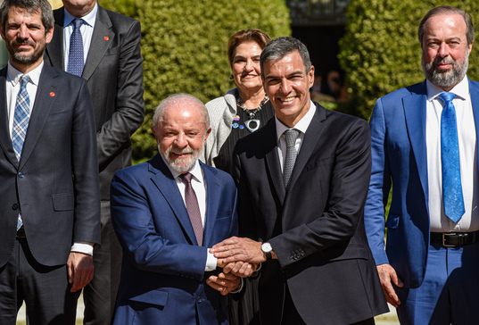 Pedro Sánchez y Luiz Inácio Lula da Silva, ayer en Barcelona.