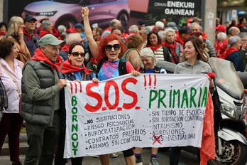 Manifestantes, en Bilbo.