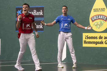 Zabala, deseroso eta kexuka, Peña II.ak boleaz jotako pilotakada polemiko batengatik.