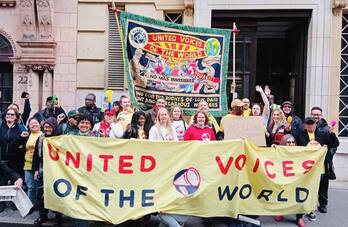 Una de las movilizaciones del sindicato United Voices of the World.