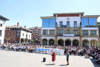 Imagen de la movilización que tuvo lugar el domingo en Arrigorriaga.