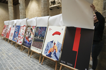Los diez trabajados seleccionados entre los que saldrá elegido el cartel de los sanfermines por votación popular.