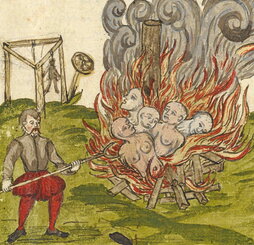 Quema en la hoguera de personas acusadas de brujería en el siglo XVI.
