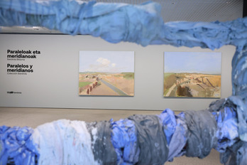 El díptico sobre Bilbo todavía sin terminar de Antonio López recibe a los visitantes.