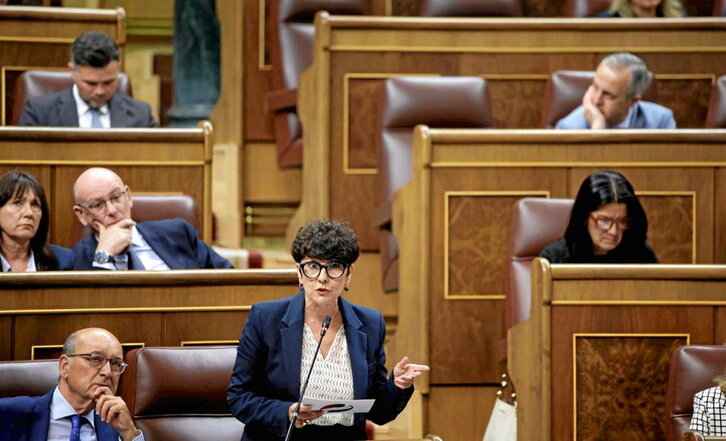 La portavoz del PNV, Maribel Vaquero, durante su intervención ayer en la Cámara Baja.