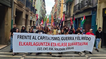 CGT-LKN, CNT, ESK, Solidari eta Steilasen Iruñeako manifestazioa.