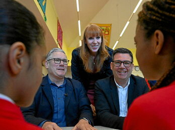 Keir Starmer, con Angela Rayner y Andy Burnham, posibles candidatos a sucederle.