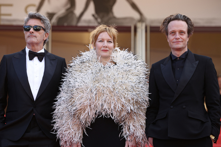 Pawel Pawlikowski, Sandra Hueller y August Diehl, en la presentación de ‘Fatherland’ en Cannes.