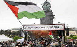 Manifestación en Viena contra la participación de Israel en el festival de Eurovisión.