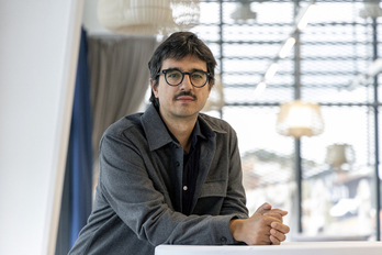 Javir Gil, en Donostia, tras participar en la presentación de EH Bildu.
