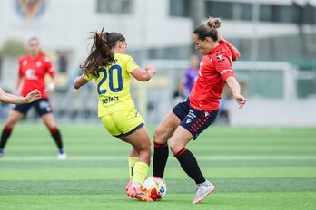 Una imagen del partido del play-off de ascenso a Liga F entre Villarreal y Osasuna.