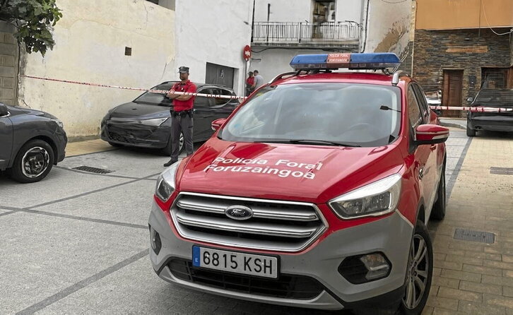 Agentes de la Policía Foral en Arguedas.