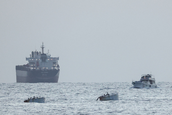 Uno de los barcos de la flotilla, interceptado este martes por las Fuerzas Armadas de Israel.