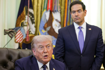 Imagen de archivo de Donald Trump y Marco Rubio en el Despacho Oval.