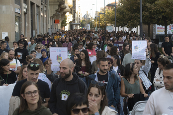 Imagen de archivo de una movilización de docentes en Iruñea.
