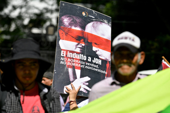 Juan Orlando Hernandezi emandako indultoa salatzeko protesta iazko abenduan.