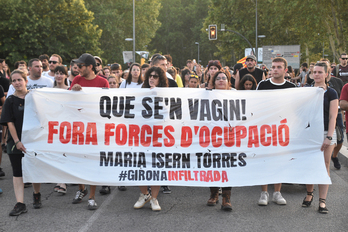 Marcha en Girona en protesta por las infiltraciones policiales el 20 de julio de 2023.