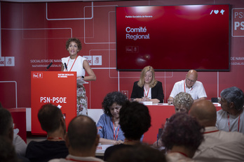 María Chivite durante el Comité Regional del PSOE en Nafarroa