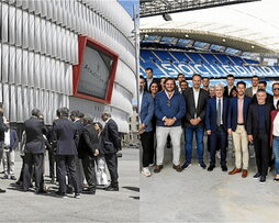 Visita de hace dos años de delegados de la FIFA a San Mamés y Anoeta.