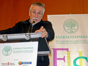 Mikel Zalbide euskaltzain emeritua, irudian.