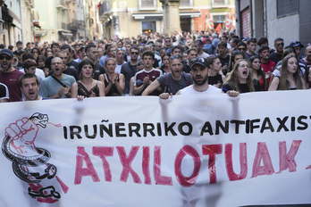 Manifestación de protesta en Nabarreria, este jueves tarde.