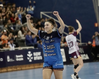 Shula Gavilán celebra un gol en la EHF European League de la pasada temporada.
