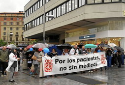 Manifestación convocada por el Sindicato Médico de Navarra el pasado abril en Iruñea.