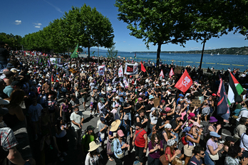Manifestación en Ginebra contra la cumbre del G7.