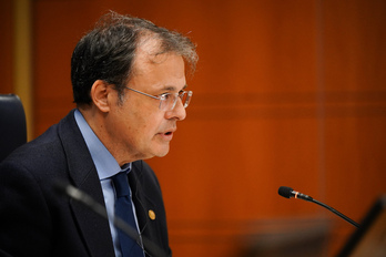 El consejero Martínez, durante una comparecencia en el Parlamento de Gasteiz.
