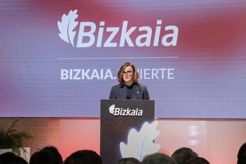 Elixabete Etxanobe, en el acto de Madrid. 